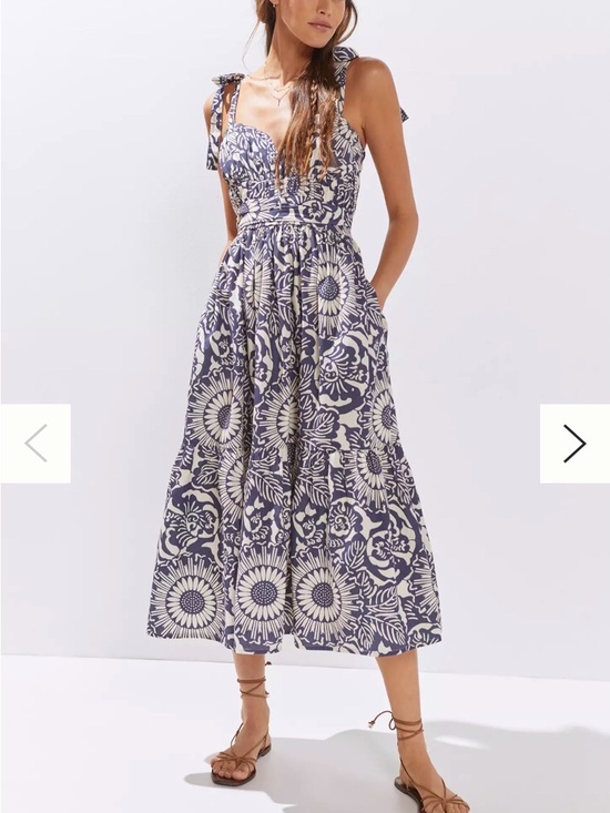 Anthropologie Dresses & Skirts - New Anthropologie Forever That Girl blue + white flounced floral midi dress xl